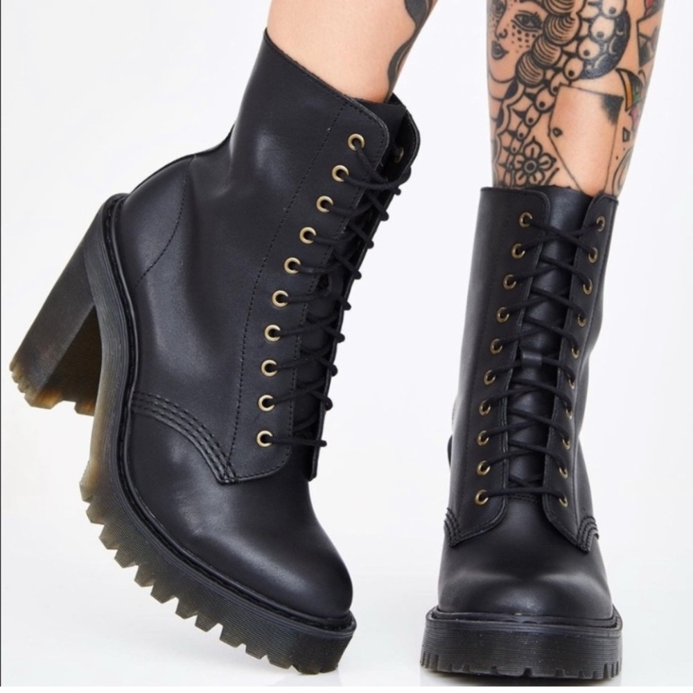 Dr. Martens Black Lace-Up Platform Combat Boots